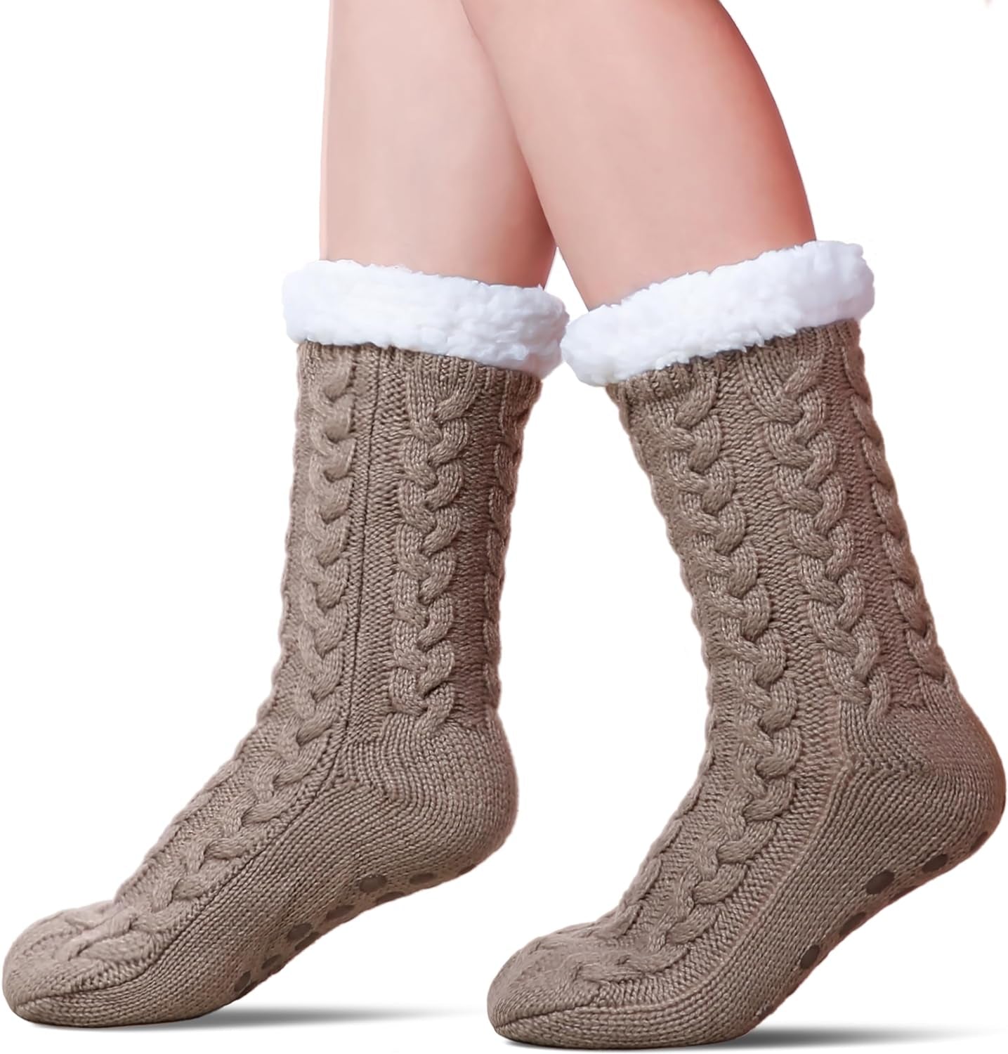 Women'S Winter Super Soft Warm Cozy Fleece Lined Fuzzy Slipper Socks with Grippers