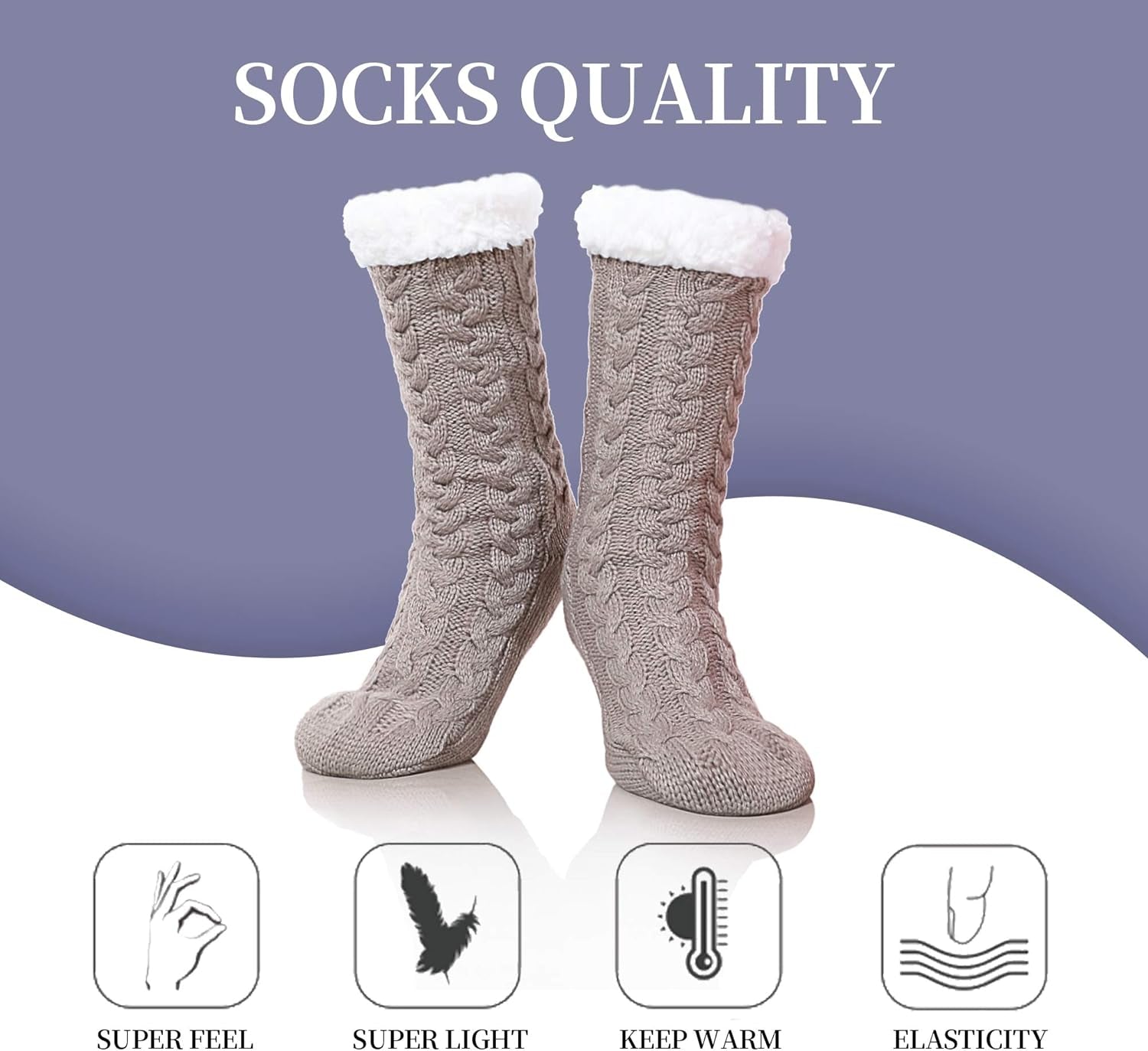 Women'S Winter Super Soft Warm Cozy Fleece Lined Fuzzy Slipper Socks with Grippers