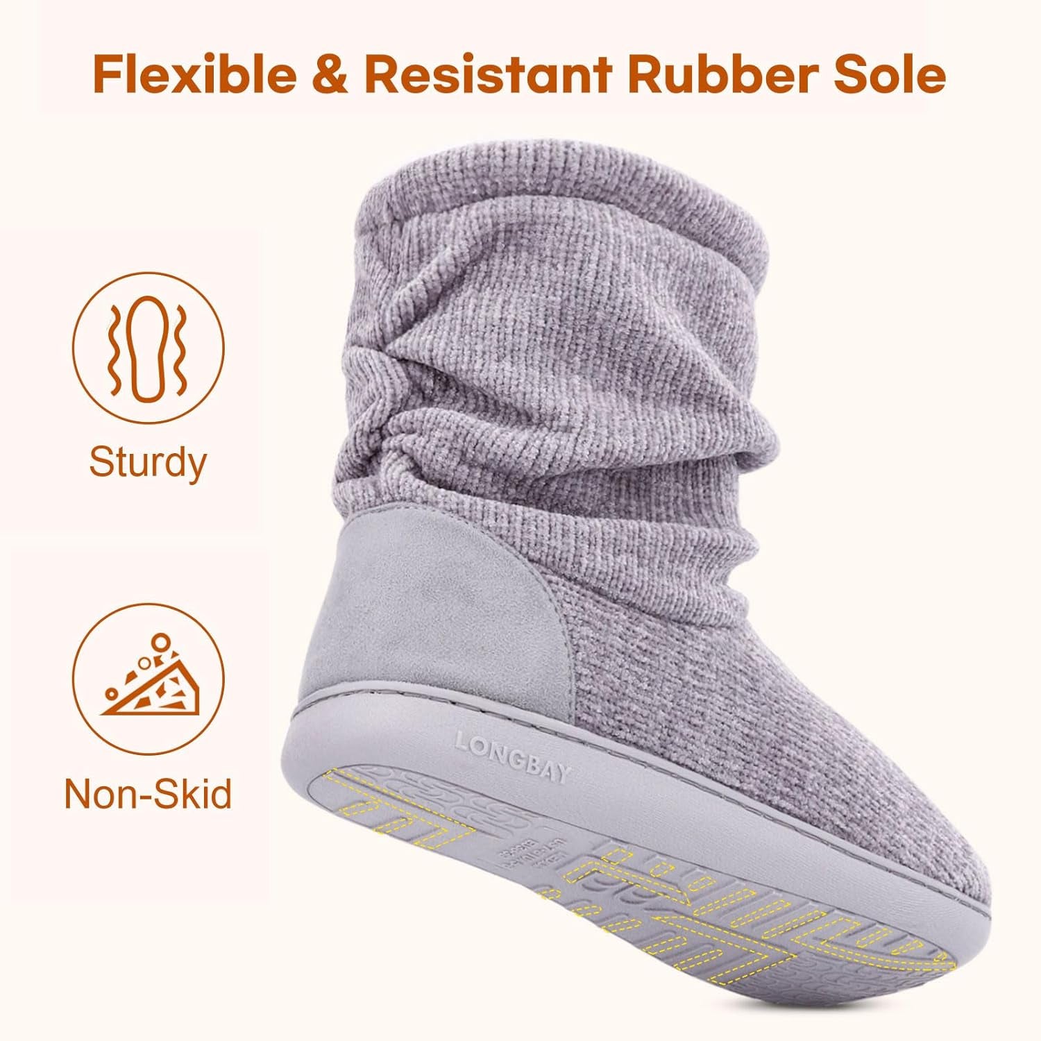 Women'S Cozy Winter Slipper Boots Warm Chenille Knit Bootie Memory Foam Non-Slip Indoor Outdoor House Shoes