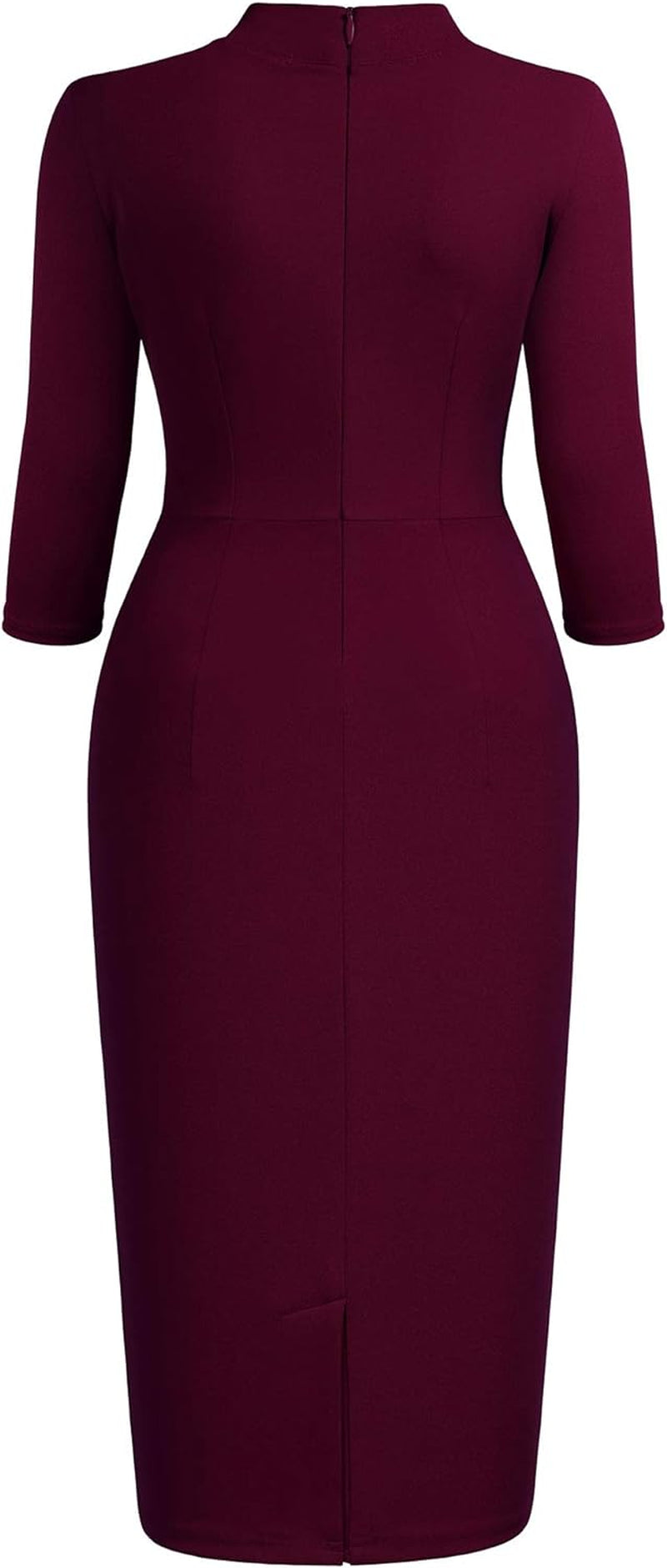 Women'S Retro Half Collar Ruffle 2/3 Sleeve Cocktail Pencil Dress